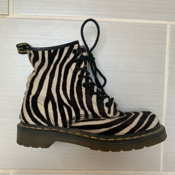 Dr. Martens Zebra Print Pony Hair Leather Boots #3 Rare 6 - Picture 6 of 11